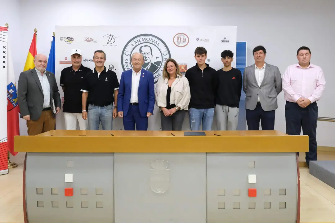 11:00 horas. Sala de prensa del Gobierno de Cantabria. El consejero de Industria, Turismo, Innovación, Transporte y Comercio, Javier López Marcano, acompañado de los organizadores de la prueba, Iván Ballesteros y Carlos Herrán, y el director del campo de golf, Bernardo Bustillo, presenta el I Torneo de Golf Memorial Seve Ballesteros Lavín. 30 de junio de 2022 © Raúl Lucio