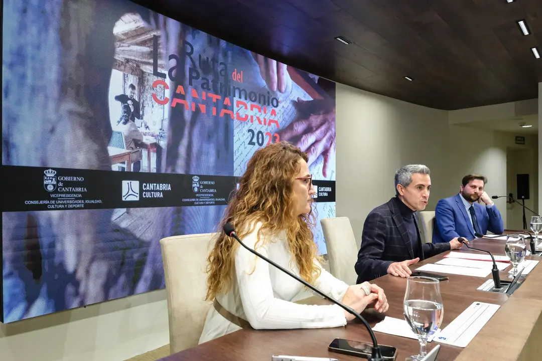 12:30 horas. Palacio de Festivales de Cantabria (Sala 30 años). El vicepresidente y consejero de Universidades, Igualdad, Cultura y Deporte, Pablo Zuloaga, presenta la Ruta Patrimonio 2023. 8 de febrero de 2023 © Raúl Lucio