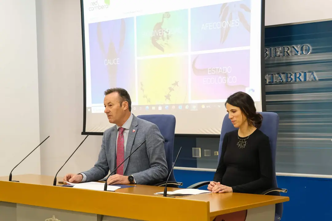 10:15 horas. Sala de prensa del Gobierno de Cantabria. El consejero de Desarrollo Rural, Ganadería, Pesca, Alimentación y Medio Ambiente, Guillermo Blanco, presenta el último informe del Proyecto Ríos sobre la situación de las cuencas fluviales de los ríos de Cantabria. 15 de febrero de 2023 © Raúl Lucio