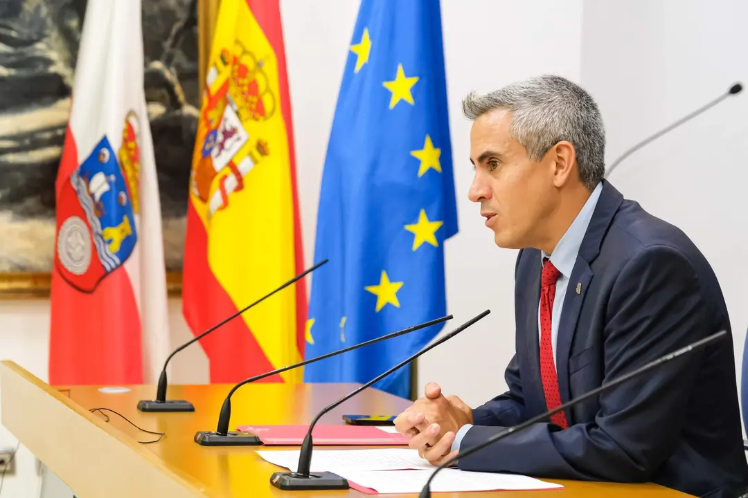 10:00 horas. Sala de prensa del Gobierno de Cantabria. El vicepresidente y consejero de Universidades, Igualdad, Cultura y Deporte en funciones, Pablo Zuloaga, informa, en rueda de prensa, de los acuerdos de Consejo de Gobierno en funciones. 22 de junio de 2023 © Raúl Lucio