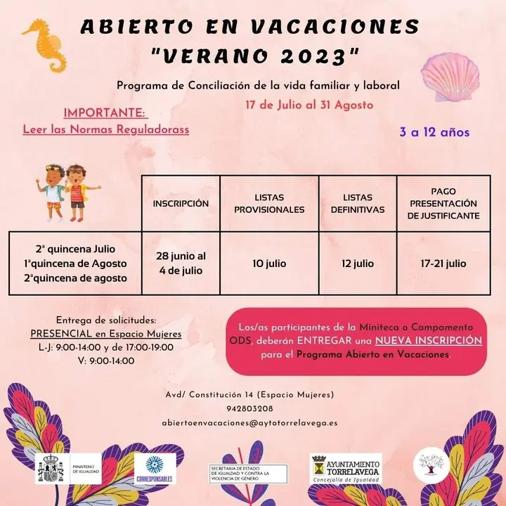 CARTEL abierto en vacaciones verano 2023