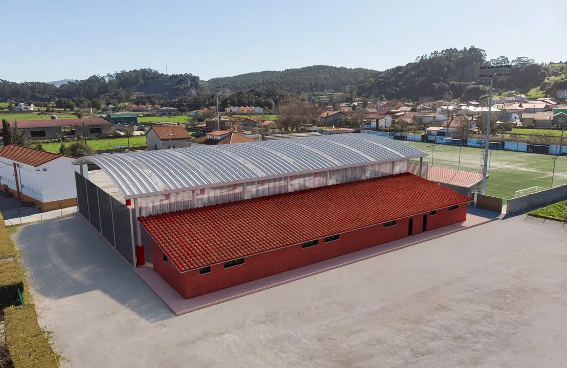 Cubierta de la pista polideportiva de Escobedo y vestuarios