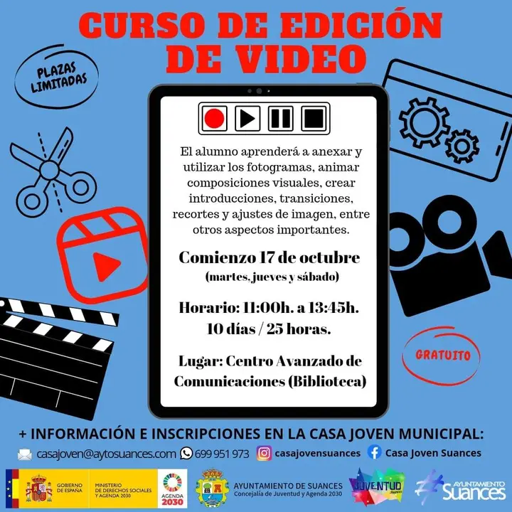 Cartel curso edición de vídeo