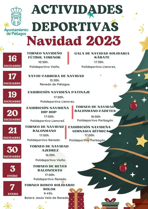 CARTEL ACTIVIDADES DEPORTIVAS NAVIDEÑAS 2023 - AYTO PIÉLAGOS