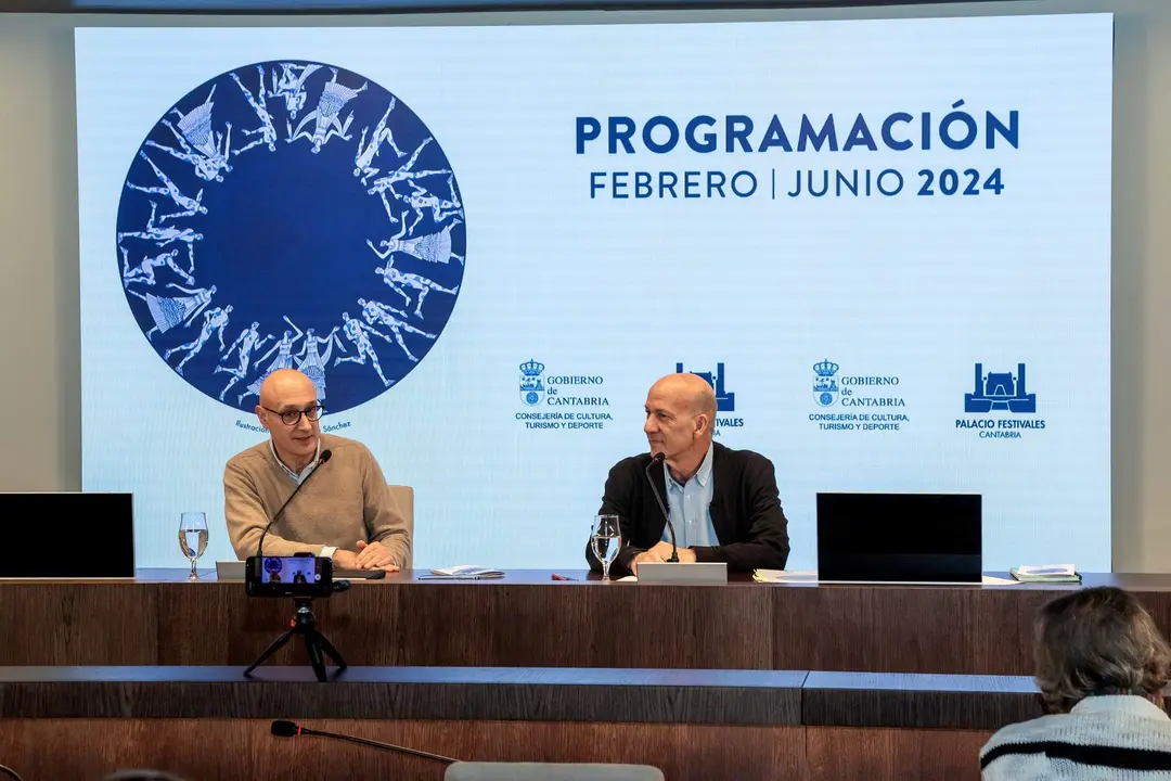 11:00 horas. Palacio de Festivales de Cantabria. Sala 30 años
El director general de Cultura y Patrimonio Histórico, Juan Antonio González Fuentes, y el director artístico del Palacio de Festivales de Cantabria, Esteban Sanz Vélez, presentan la programación febrero-junio 2024 del Palacio de Festivales de Cantabria.