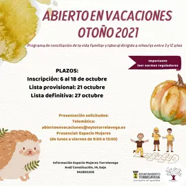 CARTEL ABIERTO EN VACACIONES OTO&Ntilde;O 2021