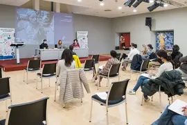 09:30 horas. Biblioteca Central de Cantabria. La consejera de Presidencia, Interior, Justicia y Acci&oacute;n Exterior, Paula Fern&aacute;ndez, interviene en el curso de gesti&oacute;n de bienes de inter&eacute;s hist&oacute;rico y cultural en emergencias. 29 de marzo de 2022 &copy; Ra&uacute;l Lucio