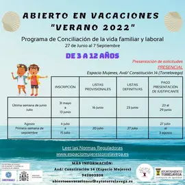 cartel abierto en vacaciones verano 2022