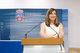 11:00 horas. Sala de Prensa del Gobierno de Cantabria. La presidenta de Cantabria, Mar&iacute;a Jos&eacute; S&aacute;enz de Buruaga, informa, en rueda de prensa, de la composici&oacute;n del Gobierno. 7 de julio de 2023 &copy; Ra&uacute;l Lucio