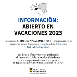 abierto en vacaciones
