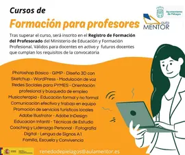 CARTEL CURSOS FORMACI&Oacute;N PROFESORADO 2024 - AULA MENTOR PI&Eacute;LAGOS