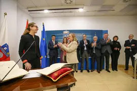 La consejera de Presidencia, Justicia, Seguridad y Simplificaci&oacute;n Administrativa, Isabel Urrutia, preside la toma de posesi&oacute;n de la directora general de Seguridad y Protecci&oacute;n Ciudadana, M&oacute;nica Escobedo.
12 FEB 24