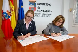 14:00.- Cantur (PCTCAN. Albert Einstein 4, segunda planta)
La consejera de Cultura, Turismo y Deporte, Eva Guillermina Fern&aacute;ndez, firma un convenio de colaboraci&oacute;n con la Asociaci&oacute;n de Hosteler&iacute;a de Cantabria.  20 MARZO 2024 &copy; Miguel De la Parra