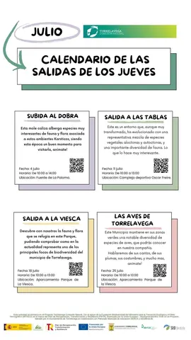 Salidas julio Torrelavega Conexi&oacute;n Natural hasta 25 julio 2024